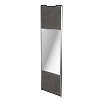Porte de placard coulissante avec miroir gris antique profil gris GoodHome Arius H. 248,5 x L. 77.2 cm + amortisseurs