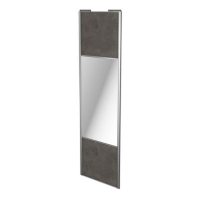 Porte de placard coulissante effet chêne clair profil gris GoodHome Arius  H. 248,5 x L. 62.2 cm + amortisseurs