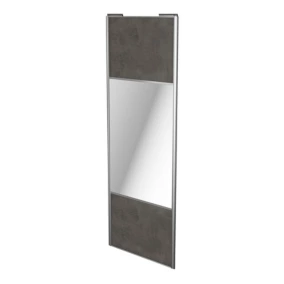 Porte de placard coulissante avec miroir gris antique profil gris GoodHome Arius H. 248,5 x L. 92.2 cm + amortisseurs