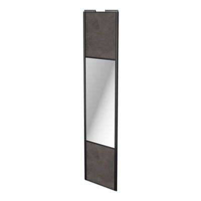 Porte de placard coulissante avec miroir gris antique profil noir GoodHome Arius H. 248,5 x L. 62.2 cm + amortisseurs