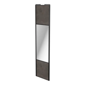 Porte de placard coulissante avec miroir gris antique profil noir GoodHome Arius H. 248,5 x L. 62.2 cm + amortisseurs