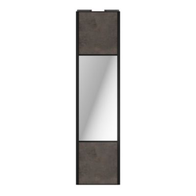 Porte de placard coulissante avec miroir gris antique profil noir GoodHome Arius H. 248,5 x L. 62.2 cm + amortisseurs
