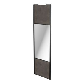 Porte de placard coulissante avec miroir gris antique profil noir GoodHome Arius H. 248,5 x L. 77.2 cm + amortisseurs
