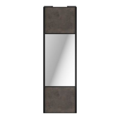 Porte de placard coulissante avec miroir gris antique profil noir GoodHome Arius H. 248,5 x L. 77.2 cm + amortisseurs