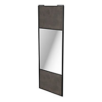 Porte de placard coulissante avec miroir gris antique profil noir GoodHome Arius H. 248,5 x L. 92.2 cm + amortisseurs
