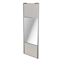 Porte de placard coulissante avec miroir gris clair mat avec cadre gris GoodHome Arius H. 248,5 x L. 92.2 cm