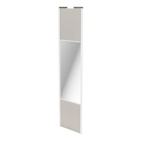 Porte de placard coulissante avec miroir gris clair mat profil blanc GoodHome Arius H. 248,5 x L. 62.2 cm + amortisseurs