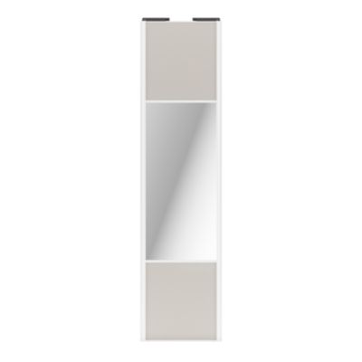 Porte de placard coulissante avec miroir gris clair mat profil blanc GoodHome Arius H. 248,5 x L. 62.2 cm + amortisseurs