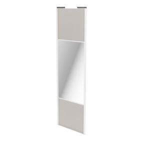 Porte de placard coulissante avec miroir gris clair mat profil blanc GoodHome Arius H. 248,5 x L. 77.2 cm + amortisseurs
