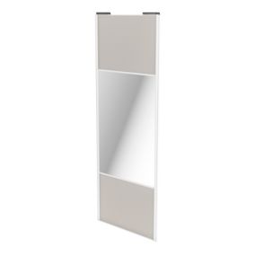 Porte de placard coulissante avec miroir gris clair mat profil blanc GoodHome Arius H. 248,5 x L. 92.2 cm + amortisseurs