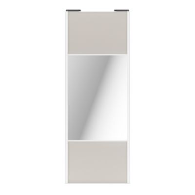 Porte de placard coulissante avec miroir gris clair mat profil blanc GoodHome Arius H. 248,5 x L. 92.2 cm + amortisseurs