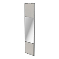 Porte de placard coulissante avec miroir gris clair mat profil gris GoodHome Arius H. 248,5 x L. 62.2 cm + amortisseurs