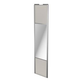 Porte de placard coulissante avec miroir gris clair mat profil gris GoodHome Arius H. 248,5 x L. 62.2 cm + amortisseurs