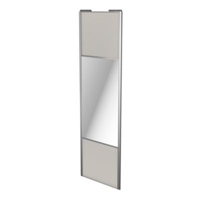 Porte de placard coulissante avec miroir gris clair mat profil gris GoodHome Arius H. 248,5 x L. 77.2 cm + amortisseurs