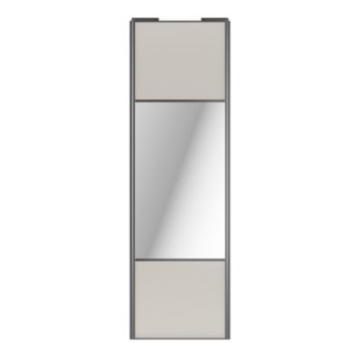 Porte de placard coulissante avec miroir gris clair mat profil gris GoodHome Arius H. 248,5 x L. 77.2 cm + amortisseurs