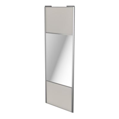Porte de placard coulissante avec miroir gris clair mat profil gris GoodHome Arius H. 248,5 x L. 92.2 cm + amortisseurs