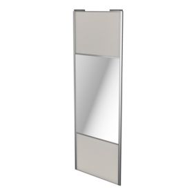 Porte de placard coulissante avec miroir gris clair mat profil gris GoodHome Arius H. 248,5 x L. 92.2 cm + amortisseurs