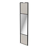 Porte de placard coulissante avec miroir gris clair mat profil noir GoodHome Arius H. 248,5 x L. 62.2 cm + amortisseurs