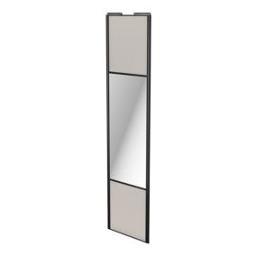 Porte de placard coulissante avec miroir gris clair mat profil noir GoodHome Arius H. 248,5 x L. 62.2 cm + amortisseurs