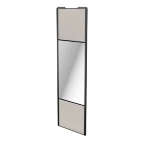 Porte de placard coulissante avec miroir gris clair mat profil noir GoodHome Arius H. 248,5 x L. 77.2 cm + amortisseurs