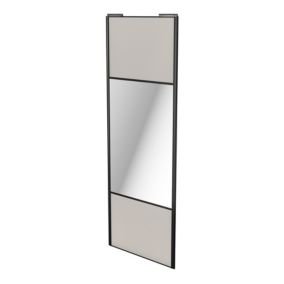 Porte de placard coulissante avec miroir gris clair mat profil noir GoodHome Arius H. 248,5 x L. 92.2 cm + amortisseurs