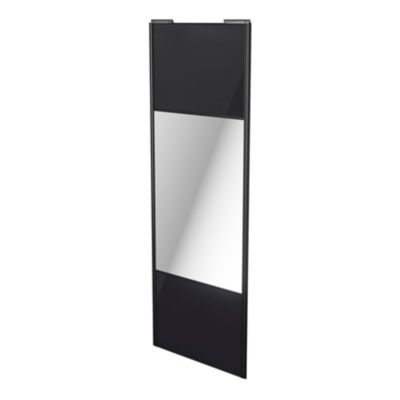 Porte de placard coulissante avec miroir noir avec cadre noir GoodHome Arius H. 248,5 x L. 92.2 cm