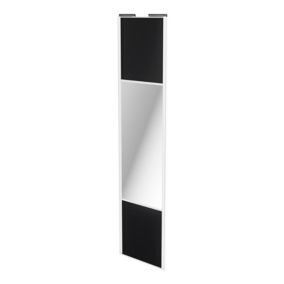 Porte de placard coulissante avec miroir noir mat profil blanc GoodHome Arius H. 248,5 x L. 62.2 cm + amortisseurs