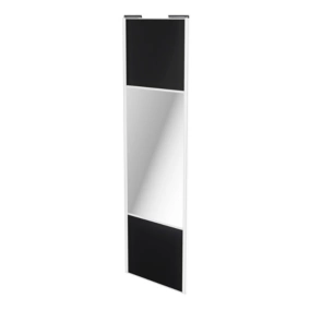 Porte de placard coulissante avec miroir noir mat profil blanc GoodHome Arius H. 248,5 x L. 77.2 cm + amortisseurs