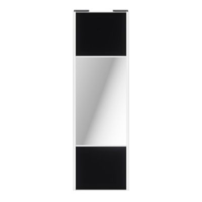Porte de placard coulissante avec miroir noir mat profil blanc GoodHome Arius H. 248,5 x L. 77.2 cm + amortisseurs