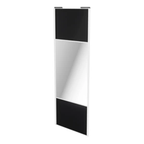 Porte de placard coulissante avec miroir noir mat profil blanc GoodHome Arius H. 248,5 x L. 92.2 cm + amortisseurs