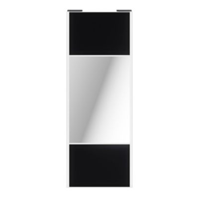 Porte de placard coulissante avec miroir noir mat profil blanc GoodHome Arius H. 248,5 x L. 92.2 cm + amortisseurs