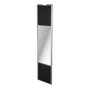 Porte de placard coulissante avec miroir noir mat profil gris GoodHome Arius H. 248,5 x L. 62.2 cm + amortisseurs