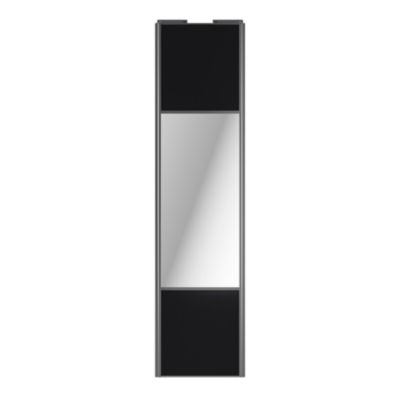 Porte de placard coulissante avec miroir noir mat profil gris GoodHome Arius H. 248,5 x L. 62.2 cm + amortisseurs
