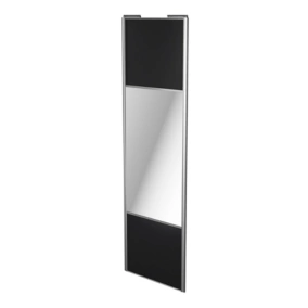 Porte de placard coulissante avec miroir noir mat profil gris GoodHome Arius H. 248,5 x L. 77.2 cm + amortisseurs