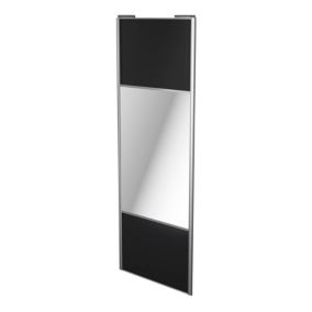 Porte de placard coulissante avec miroir noir mat profil gris GoodHome Arius H. 248,5 x L. 92.2 cm + amortisseurs