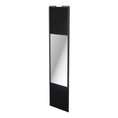 Porte de placard coulissante avec miroir noir mat profil noir GoodHome Arius H. 248,5 x L. 62.2 cm + amortisseurs