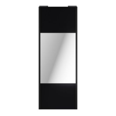 Porte de placard coulissante avec miroir noir mat profil noir GoodHome Arius H. 248,5 x L. 92.2 cm + amortisseurs