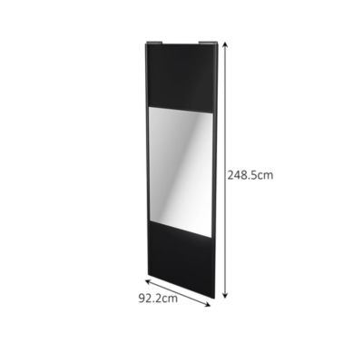 Porte de placard coulissante avec miroir noir mat profil noir GoodHome Arius H. 248,5 x L. 92.2 cm + amortisseurs