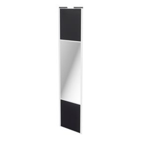 Porte de placard coulissante avec miroir noir profil blanc GoodHome Arius H. 248,5 x L. 62.2 cm + amortisseurs