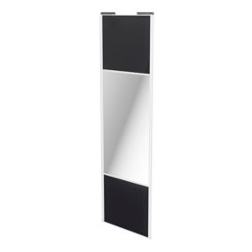 Porte de placard coulissante avec miroir noir profil blanc GoodHome Arius H. 248,5 x L. 77.2 cm + amortisseurs