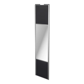 Porte de placard coulissante avec miroir noir profil gris GoodHome Arius H. 248,5 x L. 62.2 cm + amortisseurs
