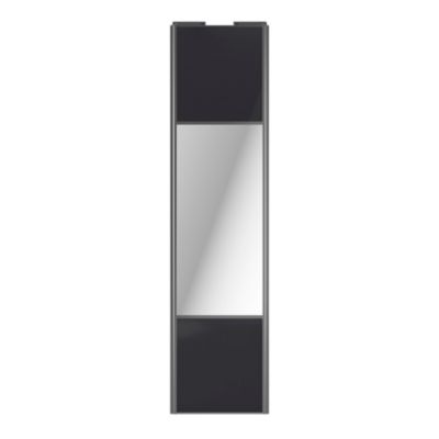 Porte de placard coulissante avec miroir noir profil gris GoodHome Arius H. 248,5 x L. 62.2 cm + amortisseurs