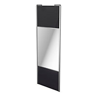 Porte de placard coulissante avec miroir noir profil gris GoodHome Arius H. 248,5 x L. 92.2 cm + amortisseurs