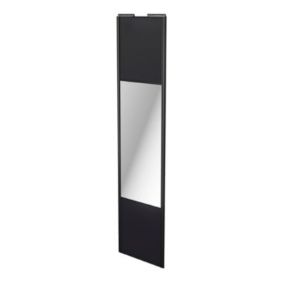 Porte de placard coulissante avec miroir noir profil noir GoodHome Arius H. 248,5 x L. 62.2 cm + amortisseurs