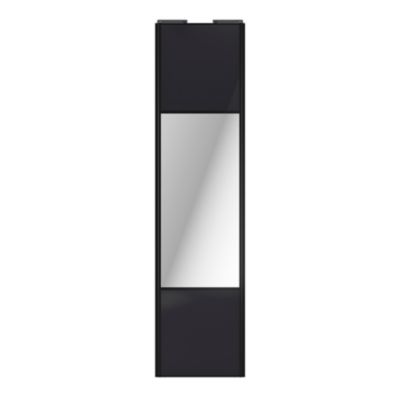 Porte de placard coulissante avec miroir noir profil noir GoodHome Arius H. 248,5 x L. 62.2 cm + amortisseurs