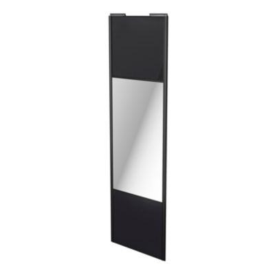 Porte de placard coulissante avec miroir noir profil noir GoodHome Arius H. 248,5 x L. 77.2 cm + amortisseurs