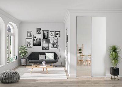 Porte de placard coulissante avec miroir Optimum blanc 120 x 250 cm vendue par 2