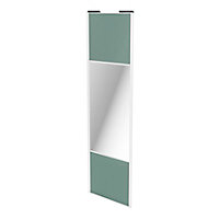Porte de placard coulissante avec miroir vert de gris avec cadre blanc GoodHome Arius H. 248,5 x L. 77.2 cm
