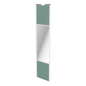 Porte de placard coulissante avec miroir vert de gris profil blanc GoodHome Arius H. 248,5 x L. 62.2 cm + amortisseurs