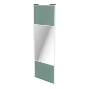 Porte de placard coulissante avec miroir vert de gris profil blanc GoodHome Arius H. 248,5 x L. 92.2 cm + amortisseurs